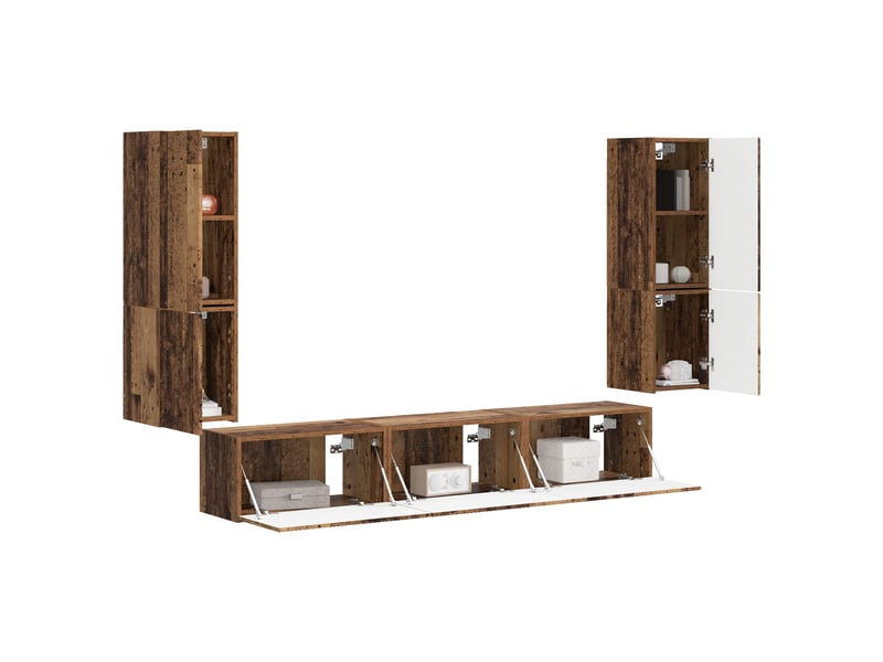  Ensemble meuble tv - banc tv - meuble de rangement 4 pcs bois ancien bois d'ingénierie  - Conforama C