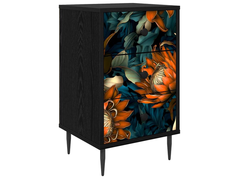  Table de chevet - cabinet de chevet - table de nuit lochem chêne noir 36 x 33 x 61 cm  - Conforama A