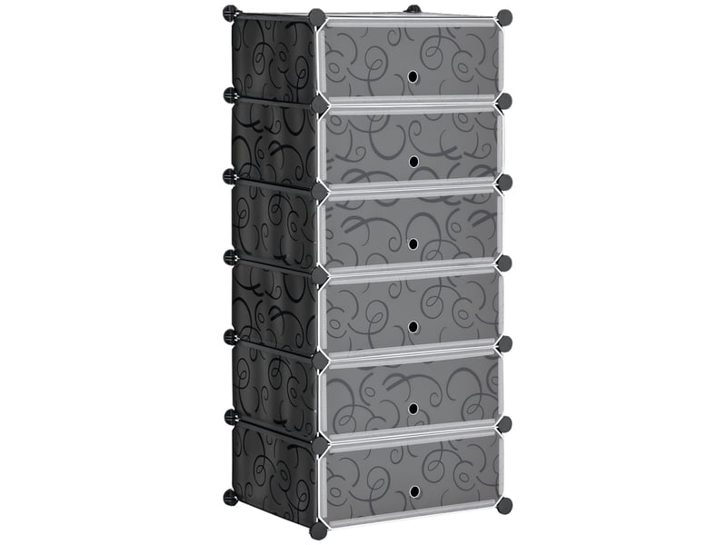 Meuble à chaussures modulable pour 6 paires 49 cm x 36,5 cm x 108 cm noir - Conforama A