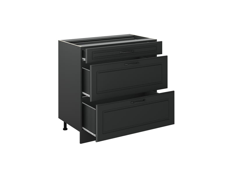  Vicco meuble cuisine, anthracite campagneanthracite, 80cm avec 3 tiroirs plan de travail anthracite  - Conforama C