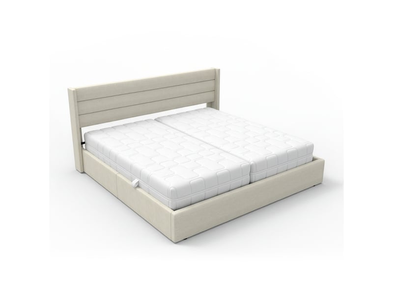 Lit home deluxe led – 200 x 200 cm, beige | lit rembourré avec éclairage - Conforama A