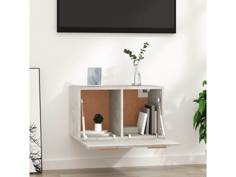  Armoire murale salon gris béton 60x36,5x35cm bois d'ingénierie shl2303  - Conforama C