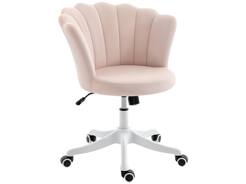  Chaise bureau en velours, chaise coiffeuse avec dossier en pétale, hauteur réglable, 69 x 64 x 80-90 cm, rose  - Conforama A