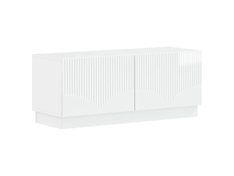  Meuble tv - banc tv - meuble de rangement led hoorn 3 pcs blanc brillant bois d'ingénierie  - Conforama D