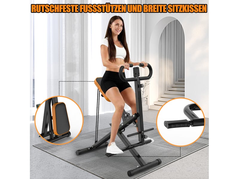 Machine de squat pliable 90x58x111 cm noire, abs, caoutchouc et acier q235 avec bandes de résistance - Conforama D
