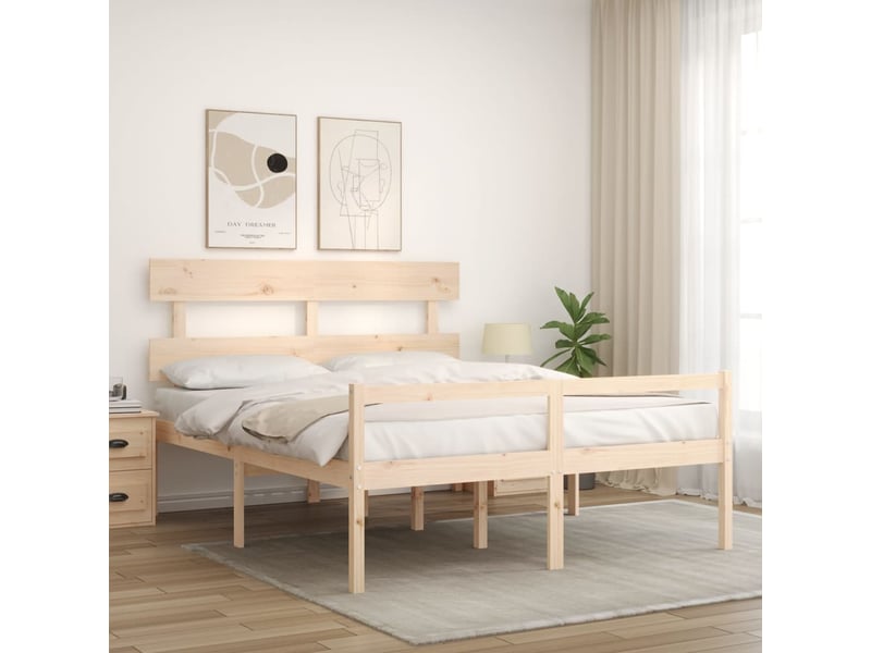  Lit double- lit adulte -  lit pour personne âgée sans matelas 160x200 cm bois massif  - Conforama B