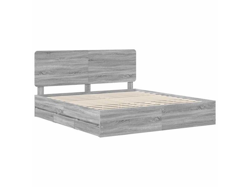  Lit double- lit adulte -  cadre de lit gris sonoma 180 x 200 cm bois ingénierie  - Conforama C