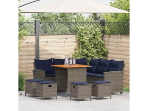 Vidaxl ensemble de canapé de jardin 6 pcs avec coussins en forme de l gris résine tressée