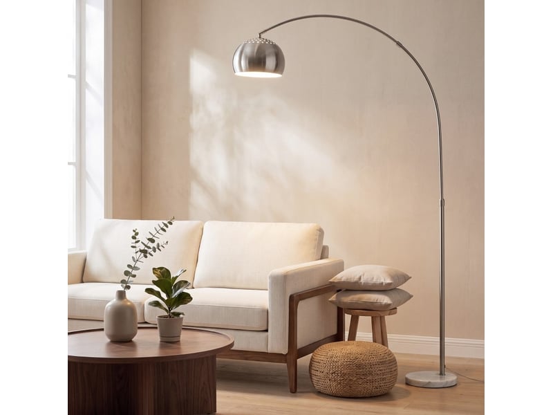  Lampadaire arc 26x100x167 cm en métal et marbre avec tête orientable argenté chicfurn  - Conforama C