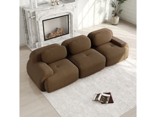 Canapé modulable, canapé 3 places, en velours tricoté, marron, livré monté, sans structure, chambre, pour salon