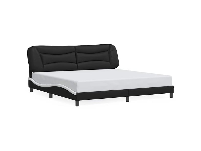  Lit double- lit adulte -  cadre de lit sans matelas hvar noir et blanc 200x200 cm similicuir  - Conforama A