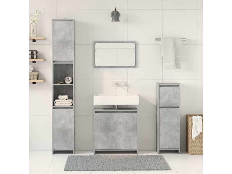  Ensemble de meubles de salle de bain 4 pcs gris béton cf63865  - Conforama C