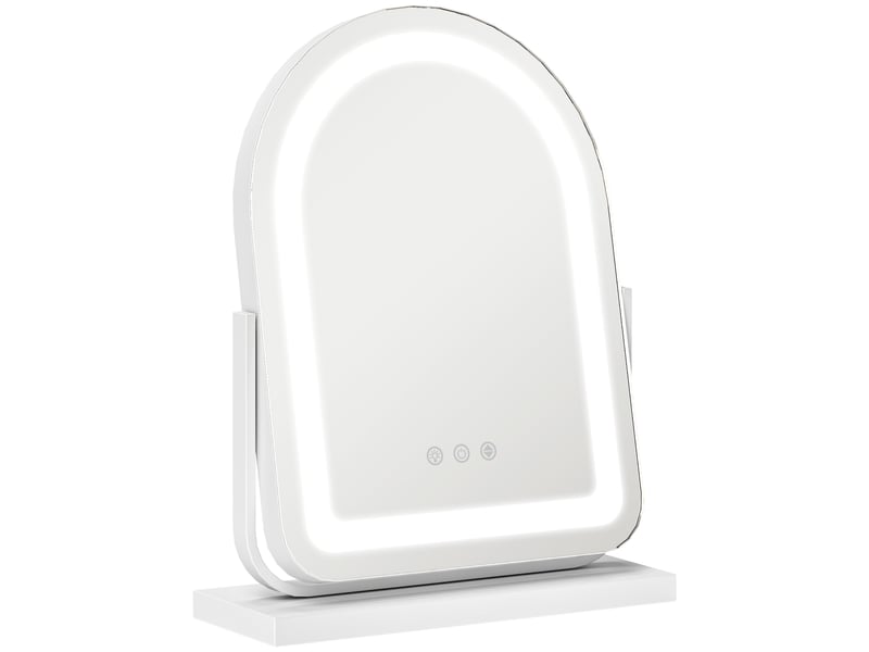  Miroir de maquillage avec lumière led, éclairage réglable, rotation à 360° et commande tactile, 33 x 12 x 44,5 cm, blanc  - Conforama A