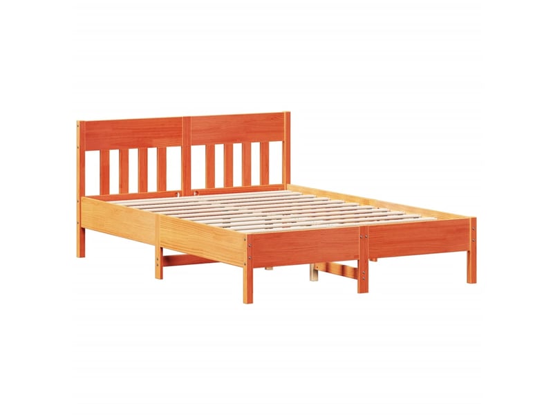  Lit double- lit adulte -  cadre de lit sans matelas  marron 140x200cm bois pin massif  - Conforama A