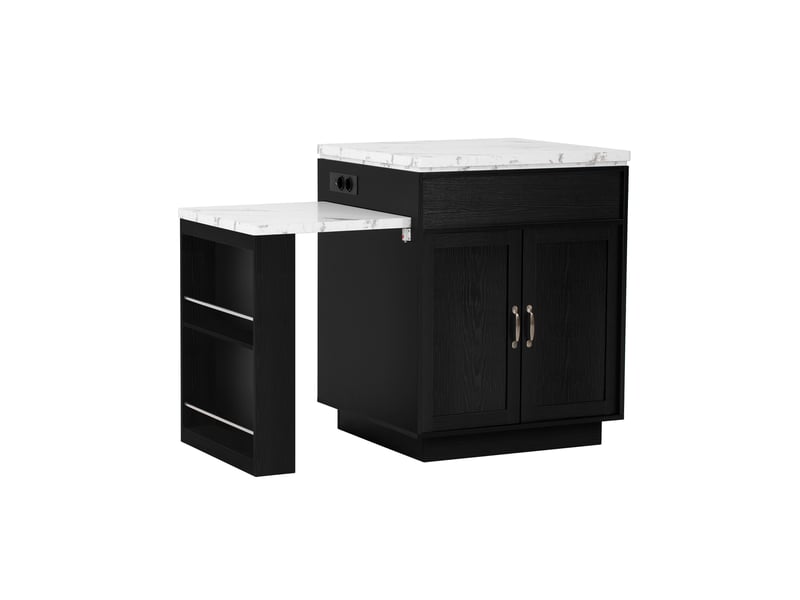 Table à manger extensible 125,5 x 71 cm noir effet marbre - Conforama R