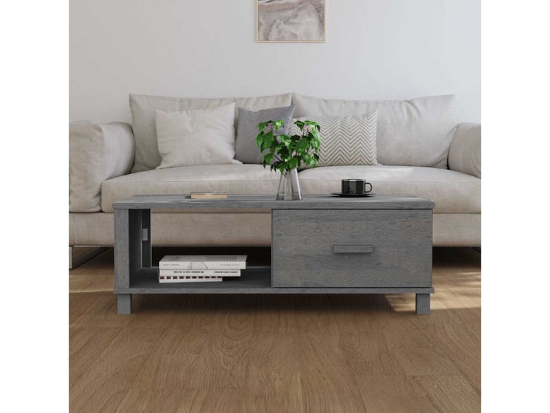  Table basse - table de salon - table à thé hamar gris foncé 100x55x35 cm bois massif de pin  - Conforama C