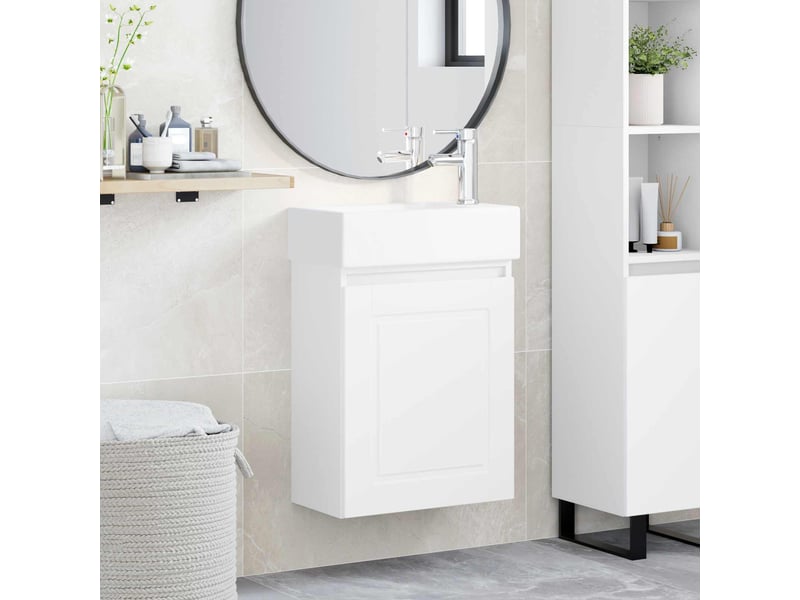  Meuble de salle de bain avec robinet blanc 45.5x22.5x84 cm shl722  - Conforama B