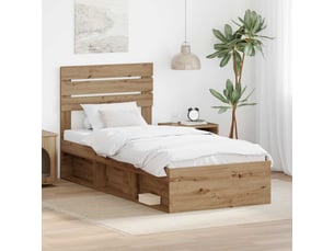 Lit adulte, lit simple, cadre de lit chêne artisan 100x200cm pin massif cf5590