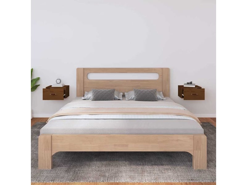  Lot de 2 table de chevet murales, table d'appoint marron miel 40x29,5x22 cm  - Conforama C