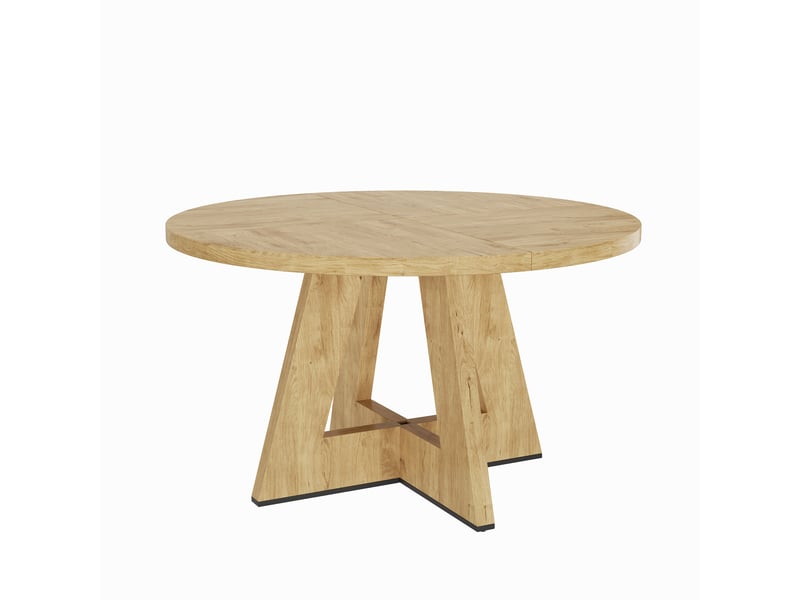  Table à manger ronde 120 x 120 x 75 cm, 4 à 6 personnes, plateau à veinage bois, style scandinave et montage simple, mdf, couleur chêne Morn Vibe - Conforama A