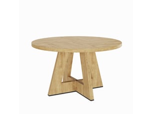 Table à manger ronde 120 x 120 x 75 cm, 4 à 6 personnes, plateau à veinage bois, style scandinave et montage simple, mdf, couleur chêne