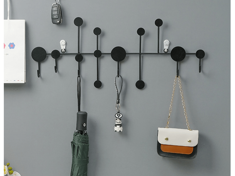 Porte-manteau mural avec 6 crochets, polyvalent, pour suspendre manteaux, sacs à dos, chapeaux, noir - xjd001167zls XJD001167ZLS - Conforama C