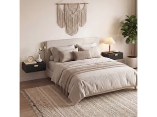 Lot de 2 chevets flottants design noir doré - 40 x 30 x 15 cm - tiroir