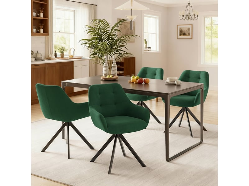 Lot 4 chaise pivotante premium avec demi-accoudoirs - chaise rotation à 360°base métallique haute stabilité, vert - Conforama B