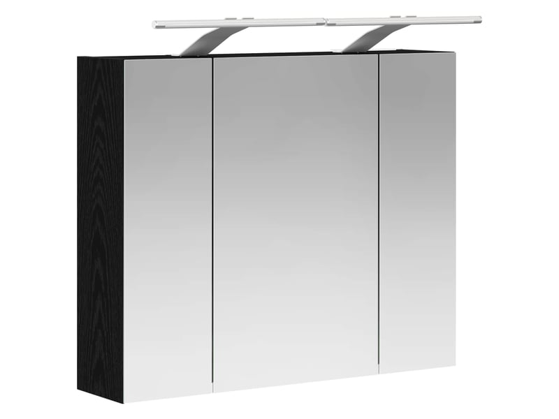  Amoire de salle de bain, meuble de salle de bain avec miroir chêne noir shl2530  - Conforama E