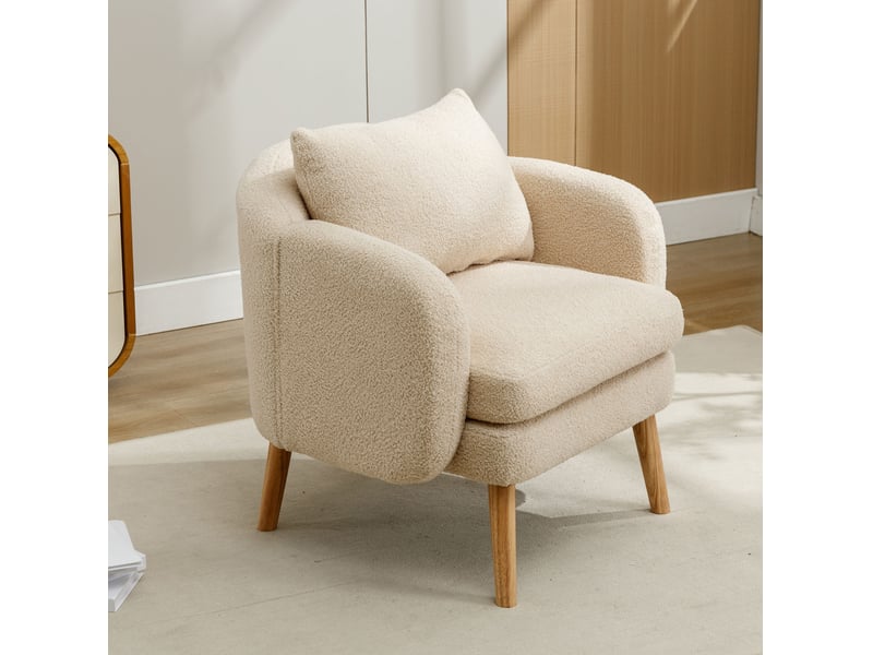  Fauteuil modenvie teddy beige 71 x 72 x 71 cm coussin d'assise 14 cm  - Conforama E