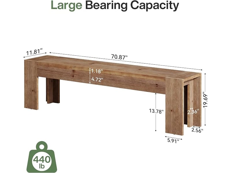  Banc d'entrée en bois massif de 180 cm, banc à chaussures extra long et étroit, banquette de fenêtre en bois pour chambre, couloir, salle à manger, vestibule, montage facile, marron  - Conforama C