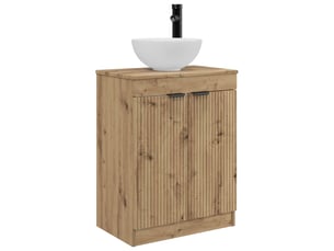 Meuble de salle de bain avec évier chêne artisanal shl3414
