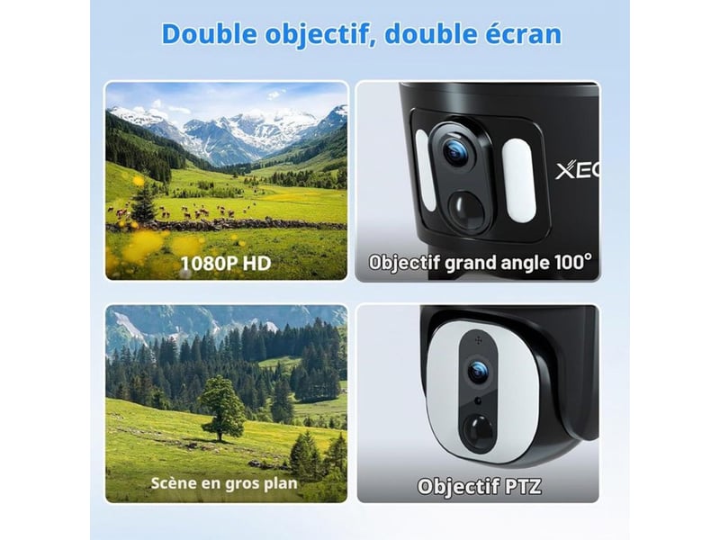 Camera surveillance exterieur 4g lte solaire ptz double objectif 1080p 355° 100° ip66 149519_AADKW53757_6_DROPFR - Conforama D