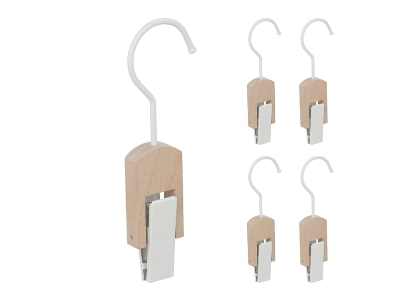  Lot de 5 cintres à pince moderne pour vêtements 19 x 6 x 3 cm en métal blanc 13_0013021  - Conforama A