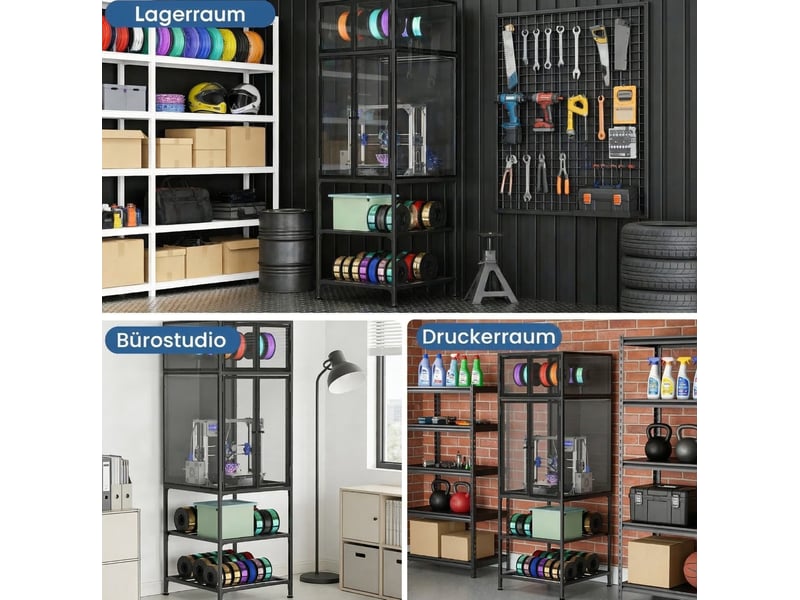  Meuble imprimante 3d 175,5 x 58,9 x 59,9 cm – noir – structure métal avec rangement et caisson fermé  - Conforama D