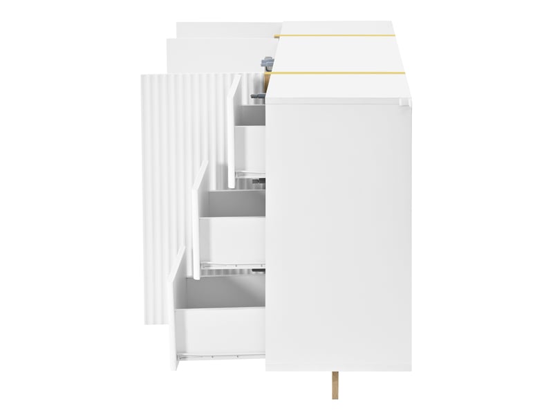  Ensemble meuble tv et buffet façades rainurées en mdf et pb blanc GL142412G - Conforama D