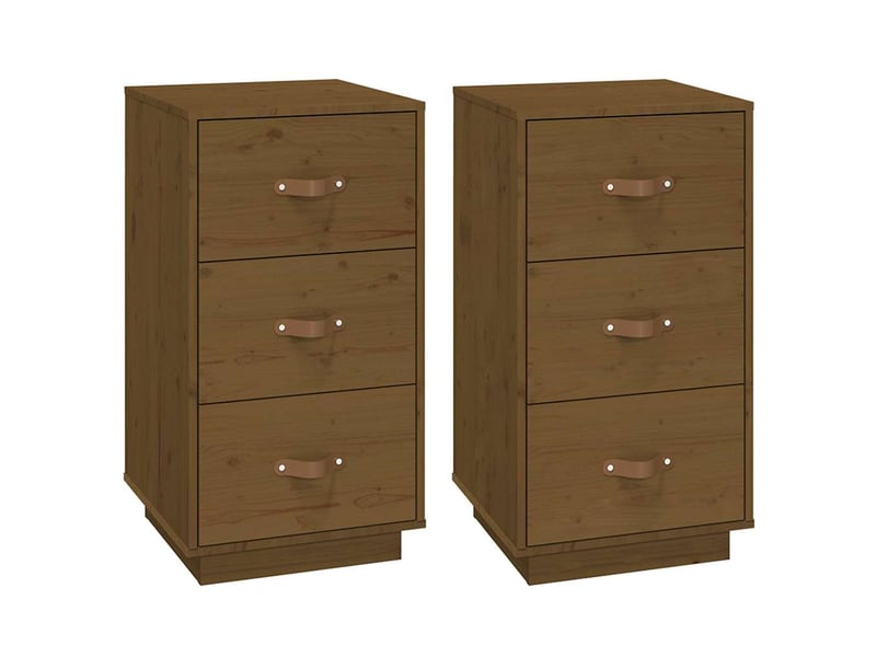  Lot de 2 tables de chevet - cabinet de chevet - table de nuit marron 40x40x75 cm bois de pin massif  - Conforama A