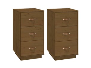 Lot de 2 tables de chevet - cabinet de chevet - table de nuit marron 40x40x75 cm bois de pin massif