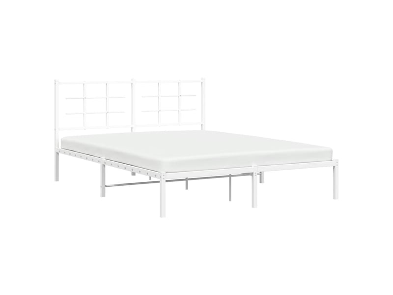  Lit double- lit adulte -  cadre de lit métal sans matelas et tête de lit blanc 150x200 cm  - Conforama C