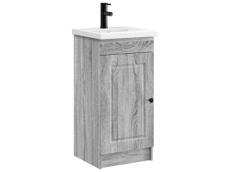  Meuble salle de bain avec évier, meuble de rangement sonoma gris shl9882  - Conforama A