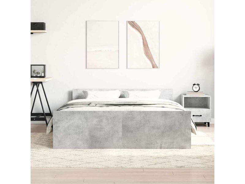  Lit double- lit adulte -  cadre de lit sans matelas gris béton 150x200 cm  - Conforama C