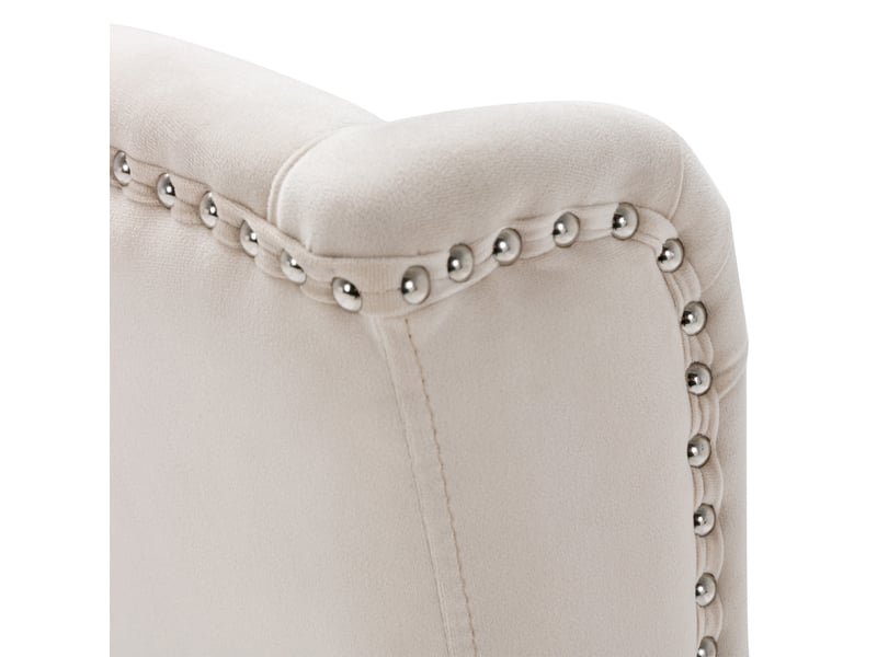  Chaises de salle à manger lot de 6 avec dossier capitonné  - pieds en chêne, clous décoratifs velours beige  - Conforama E