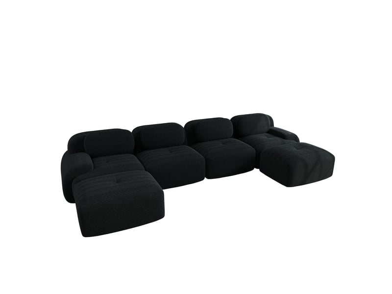Canapé modulable, canapé de salon, en velours, noir, sans montage, sans structure, chambre, pour salon - Conforama W