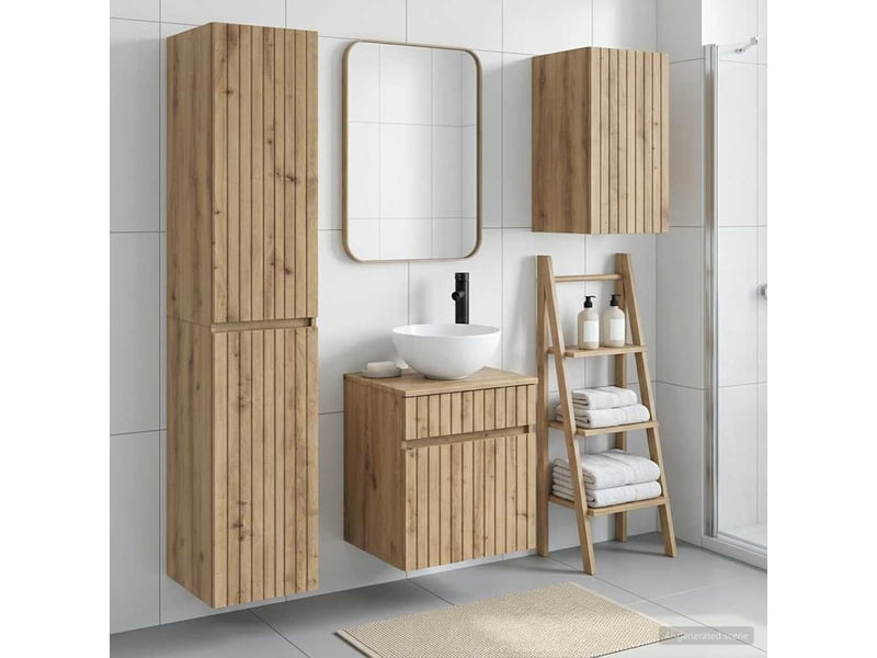 Ensemble de mobilier de salle de bain 3 pc chêne artisanal cf64307 - Conforama B