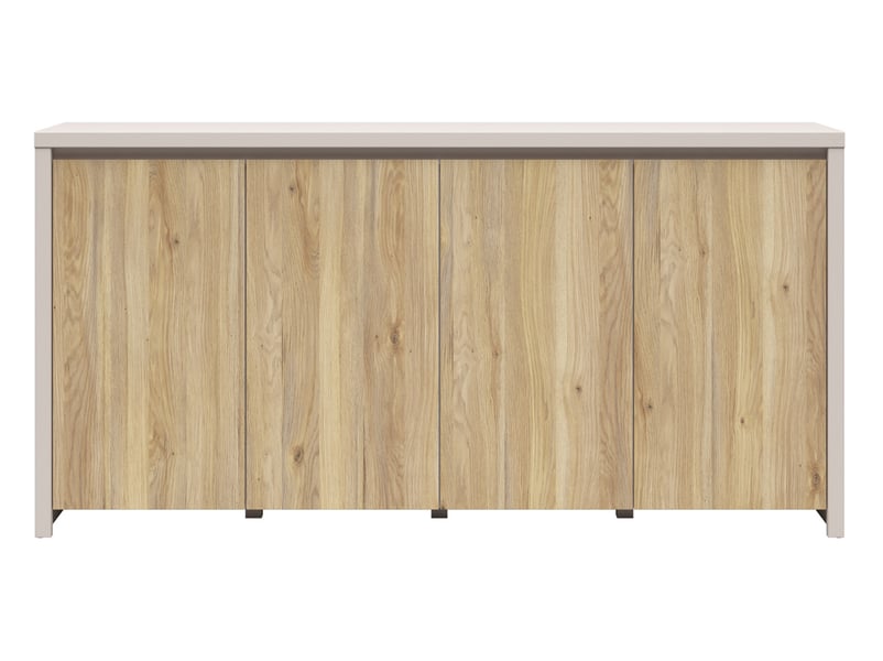  Buffet bas meuble de rangement 4 portes coloris cachemirechêne mauvella - longueur 182 x profondeur 40 x hauteur 94 cm  - Conforama D