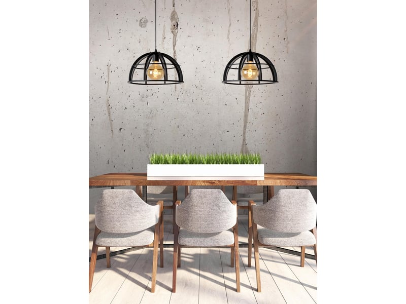 Suspension led dimmable 60 w 2xe27 métal noir - lucide - dikra  - Conforama D
