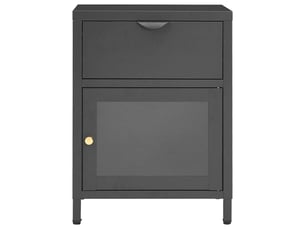 Table de chevet - cabinet de chevet - table de nuit anthracite 40x30x54,5 cm acier et verre