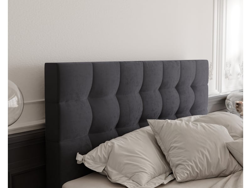  Lit adulte grand - 180x200 cm - matelas ressorts + surmatelas - coffre de rangement - velours doux hydrofuge gris foncé GRAND - Conforama D