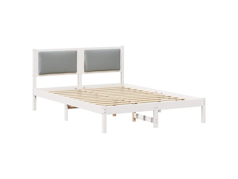  Lit double- lit adulte -  cadre de lit gris clair 135 x 190 cm pin massif  - Conforama A