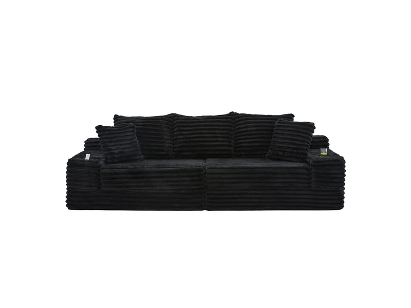 Canapé droit fixe 4 places tissu noir canapé compressible - Conforama A